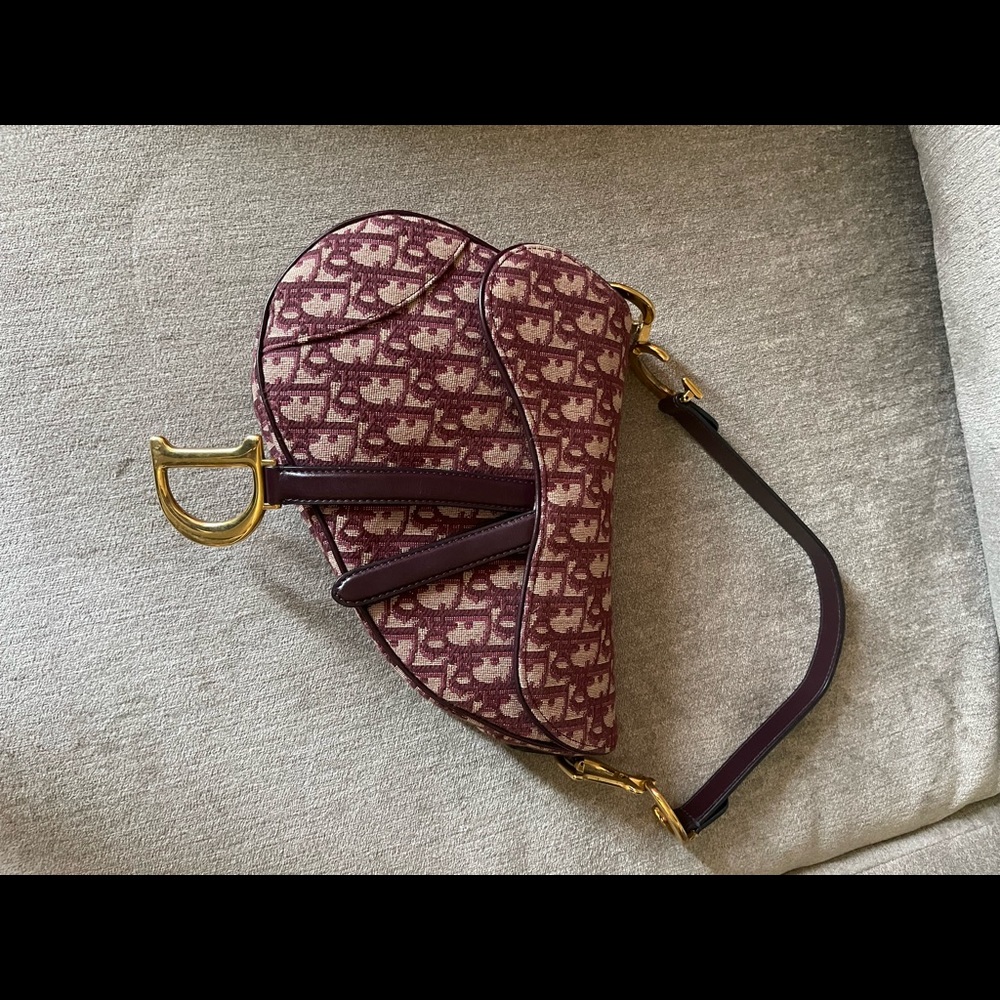 AUTHENTIC DIOR SADDLE BAG BURGUNDY OBLIQUE